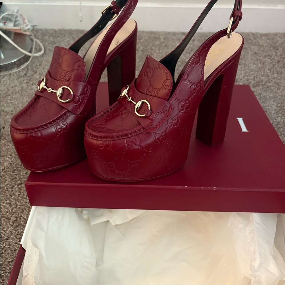 Gucci Women's Deep Red Platform Loafers
